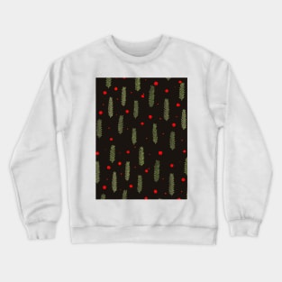 Christmas branches and dots - black and green Crewneck Sweatshirt